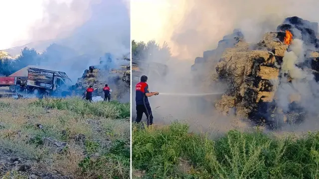 amasyada cikan yanginda bin balya saman ve bir arac kullanilamaz hale geldi cklbyuYk